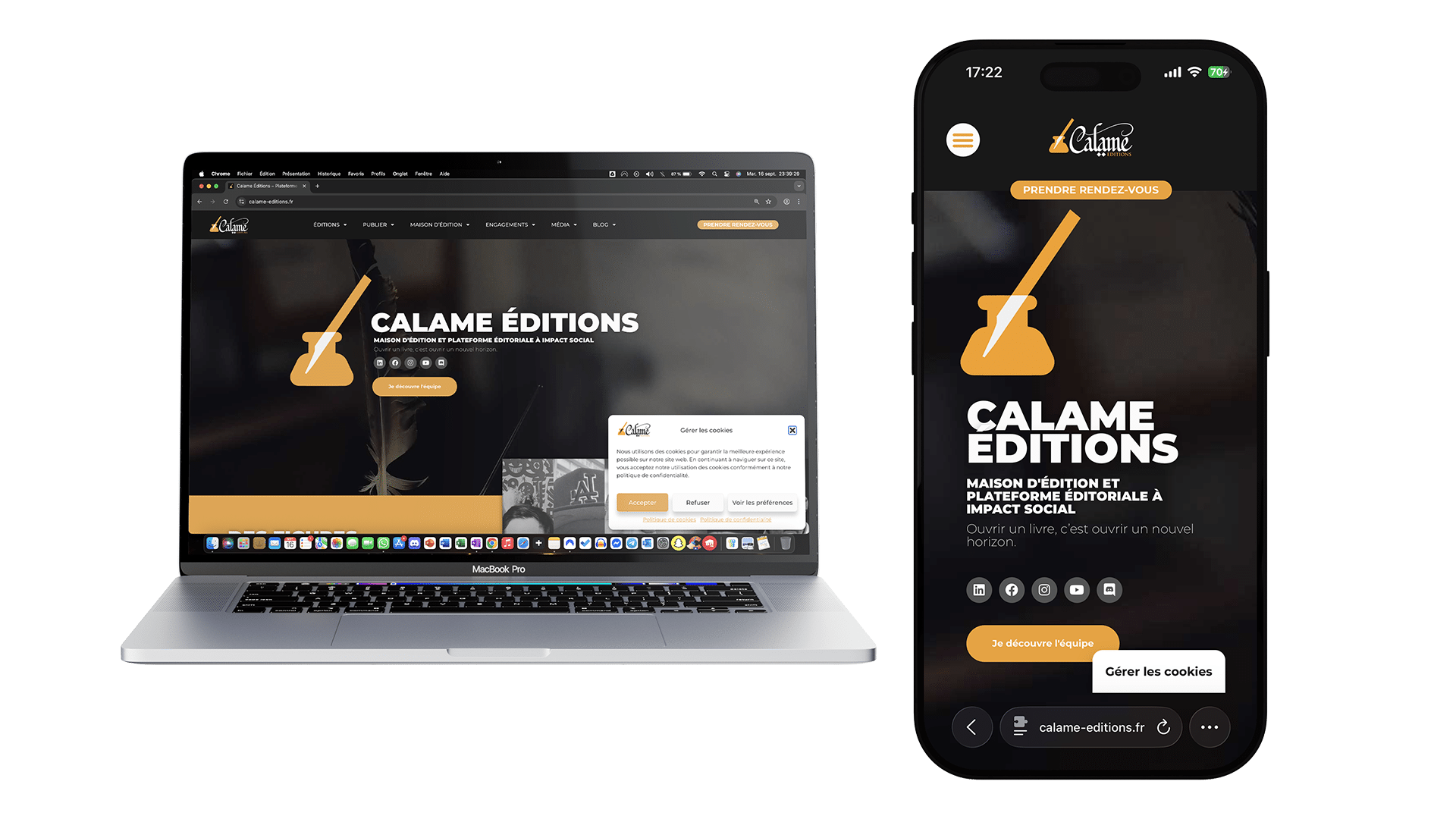 Mockup Macbook iPhone Calame Editions by Albanda